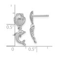 thumbnail image 2 of 14k White Gold Dolphin Dangle From Mini Scallop Earrings 18.3mm long Dangle Earring for Women, 2 of 2