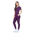 thumbnail image 3 of Natural Uniforms Ultra Stretch Womens Jogger Scrub Set (Eggplant, X-Large), 3 of 7