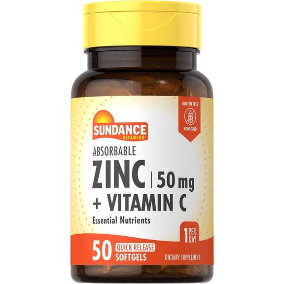 Absorbable Zinc With Vitamin C | 50mg | 50 Softgels | Essential Nutrients | For Men and Women | by Sundance