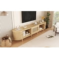 thumbnail image 2 of Axiomera TV Stand with 1 Rattan Drawer & 2 Sliding Doors, Oval TV Cabinet with Rounded Corners – 70.8" Entertainment Center, Media Console, Oak, for 75" TV, Living Room, 2 of 27