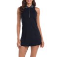 thumbnail image 1 of HDE Women's Tennis Dress Zip Golf Dresses w/ Separate Shorts Black / Geometric - XS, 1 of 6