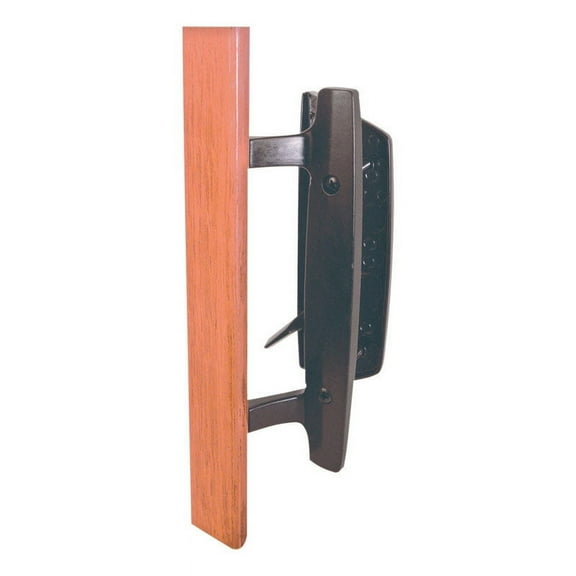 Sliding Glass Door Handle Set, 3-15/16 in., Diecast, Black, Mortise/Hook Style