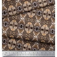thumbnail image 2 of Soimoi Purple polyester Crepe Fabric Leaves,Artistic Floral & Check Decor Fabric Printed BTY 42 Inch Wide, 2 of 3