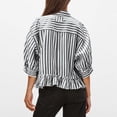 thumbnail image 6 of Guieoi Womens Tops Plus Size Trendy Women Casual Striped 3/4 Sleeve Turndown Collar Button Short Blouses Blue Black*Friday/Cyber*Monday Clearance, 6 of 7