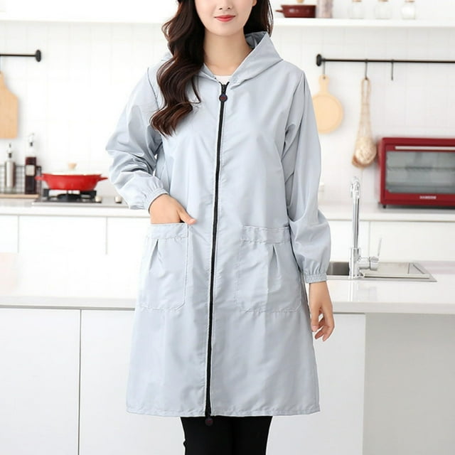Women's Waterproof Breathable Rain Jacket with Long Length for Outdoor Protection