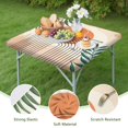 thumbnail image 4 of Orange Boho Geometric and Plant Pattern Square Fitted Tablecloth with Elastic Edge,Square Table Cover,Washable Elastic Table Cover for Home Kitchen Party Decor 34"x34", 4 of 6