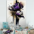 Designart Puple Peony Flower On Abstract Paint II Canvas Wall Art