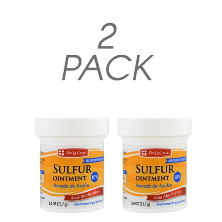 De La Cruz Sulfur Ointment. Acne Treatment and Prevention Medication. Maximum Strength. Non-Comedogenic. 2.6 Oz. Pack of