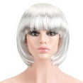 thumbnail image 4 of Spencer Short Bob Hair Wigs Straight with Flat Bangs Synthetic Colorful Daily Cosplay Anime Halloween Party Hair Wig for Women, White, 4 of 10