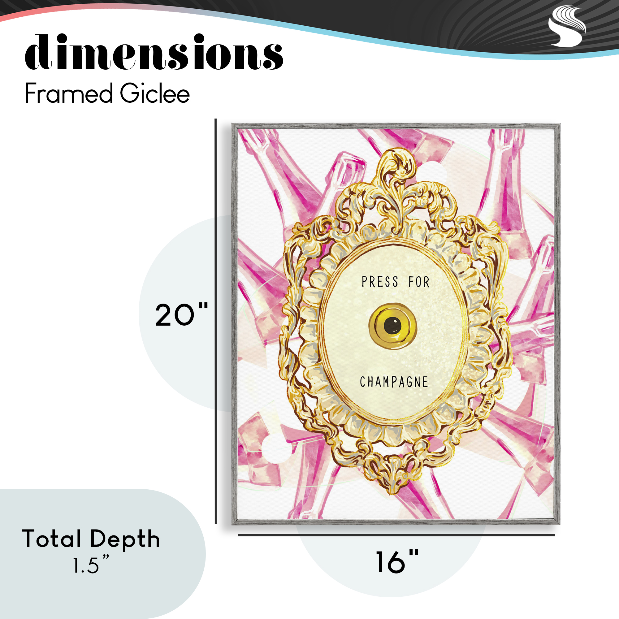 Champagne Doorbell with Pattern Gray Framed Giclee Art, design by Ziwei Li