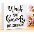 thumbnail image 7 of Zomyto 5x5 In Funny Bathroom Wooden Box Sign,Wash Your Hands No Seriously Wood Desk Sign, 7 of 7