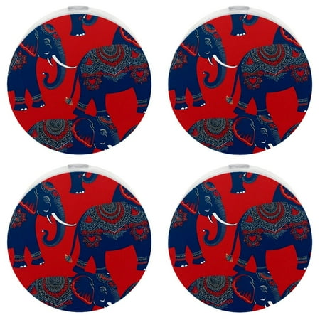 

Night Light Night Lights Plug into Wall 4-Pack Nightlight Plug in Night Light Dusk to Dawn Night Lamp Led Night Light for Adults Kids Room Ethnic Tribal Animal Vintage Elephant