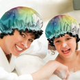 thumbnail image 6 of Shower Caps,Colorful Tie Dye Ink Splash Pattern Waterproof Shower Cap for Women 4 Pieces,Double Reusable Hair Cover for Shower PEVA Elastic Stretch Hem, 6 of 7