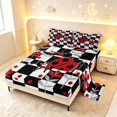 thumbnail image 2 of Erosebridal Elegant Bug Ladybug Bed Sheets,Vintage Flower Full Size Sheets,Black Silver,4 Pieces,1 Flat Sheet,1 Fitted Sheet and 2 Pillowcases, 2 of 6