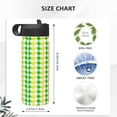 thumbnail image 4 of Fuzoiu yellow and green houndstooth Print 18oz Insulated Sports Kettle, Outdoor Sport Gym Stainless Steel Water Bottle With Straw Lid, 4 of 8