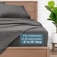 thumbnail image 6 of Bare Home Ultra-Soft Sheet Set - Premium 1800 Collection - Deep Pockets - 4-Pieces - King, Pinstripe - Gray/White, 6 of 8