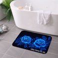 thumbnail image 3 of FJPT Non Slip Flannel Floor Mat Kitchen Mat Blue Rose Design For Bathroom Kitchen Bedroom Decor 24x16 inch, 3 of 5