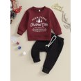 thumbnail image 2 of Wassery Baby Boy Christmas Outfits Clothes 6M 1T 2T 3T Kids Boy Long Sleeve Letter Print Sweatshirt +Elastic Pants 2Pcs Christmas-themed Clothing for Toddler Boy, 2 of 9
