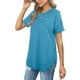 thumbnail image 3 of Camiseta con cuello redondo, holgada, transpirable, dobladillo curvo, camiseta con cuello redondo, manga corta informal para mujer, 3 of 6