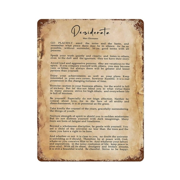 8x12 Inch Desiderata (2) Tin Metal Decorative Wall Paintings - Vintage Artwork for Home Decor