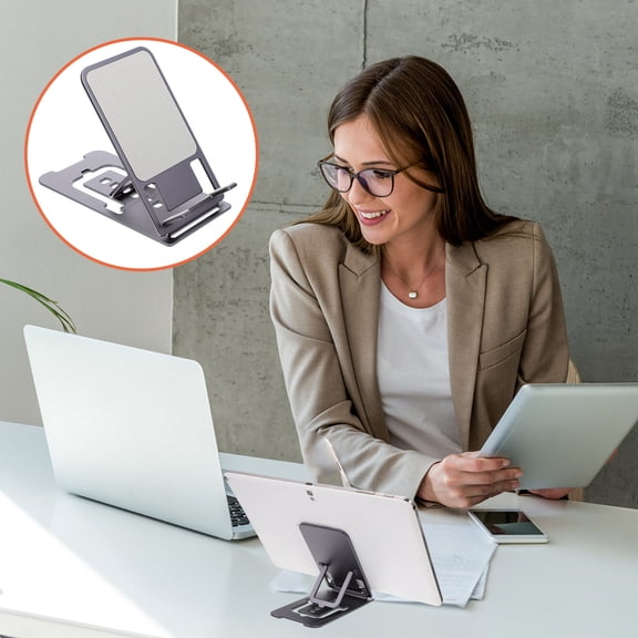 HEANUJJ Foldable Black Aluminum Tablet Stand with Strong Support for Smartphones and Tablets, Portable Phone Holder Bracket
