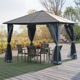 thumbnail image 2 of Outsunny Pavillon de Terrasse à Ossature en Aluminium, Toit Rigide en Polycarbonate - Gris, 2 of 10