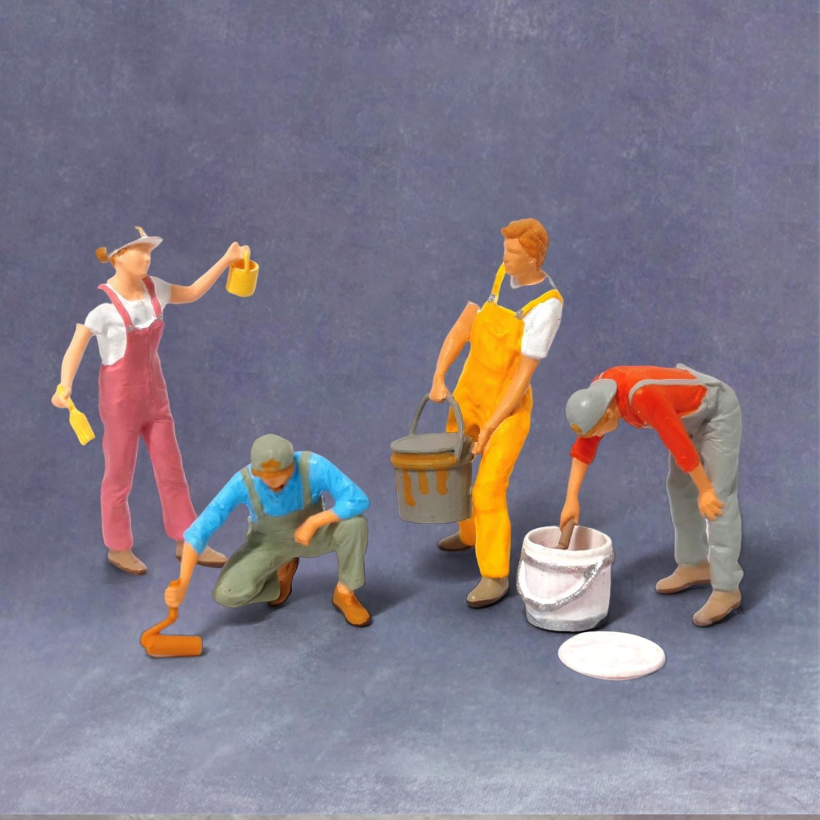 Hand Painted 1:87 Figure Painter Tiny People Painting Scene for Train Railways Table Building Layout Diorama Scenery HO , No Ladder Rack