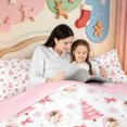 thumbnail image 5 of Manfei Snowy Xmas Pink Christmas 7-Piece Twin Bedding,Winter Holiday Bedding Comforter Set,Pink Reversible, 5 of 7
