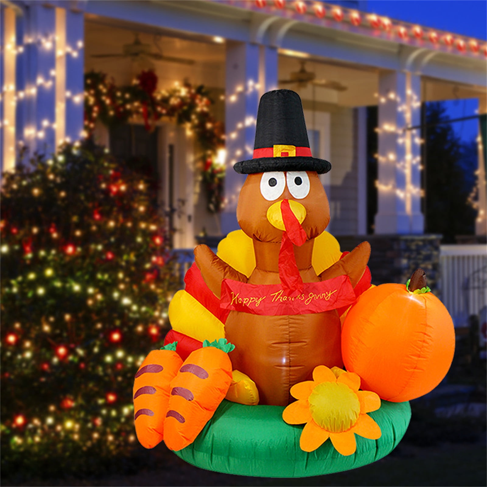 Banghong 6 FT Height Thanksgiving Inflatables Turkey On Pum pkin Banghong 6 FT Height Thanksgiving Inflatables Turkey On Pum pkin