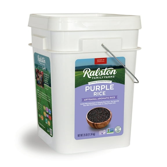 Ralston Family Farms Purple Rice 25 lb Bucket, American Grown, Non-GMO, Naturally Gluten Free