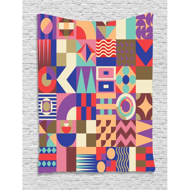 Geometric Tapestry, Patchwork of Geometric Mosaic Tiles Including