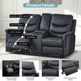 thumbnail image 2 of LVUYOYO Leather Recliner Modern Loveseat Sofa, Manual Reclining Loveseat with Console, RV Loveseat Recliner, Wall Hugger Loveseat Recliner with Cup Holder and Side Pocket for Living Room(Black), 2 of 7