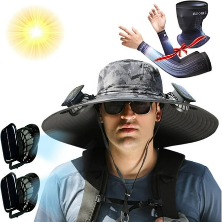 

Wewean 2024New Outdoor Wide Brim Sun Hat with Solar Fan Wide Brim Solar Fan Outdoor Fishing Hat-Solar & USB Charging Q227
