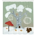 thumbnail image 3 of Tree Shower Curtain, Lonely Tree Standing Alone in Crusted Snow with Amanita Muscaria Mushroom and Squirrel, Fabric Bathroom Set with Hooks, 69W X 84L Inches Extra Long, Multicolor, by Ambesonne, 3 of 3