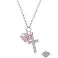 thumbnail image 2 of Delight Jewelry Silvertone Love Banner on Pink Crystal Heart Everlasting Love Engraved Cross Zoey Necklace, 28", 2 of 4