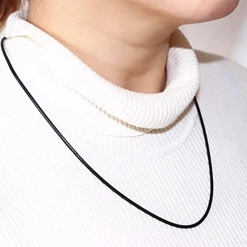Leather Necklace Cord 2MM 3MM Leather Necklace for Men Women Leather Chain with Sterling Silver Clasp 18, 20, 22, 24, 26 Inches