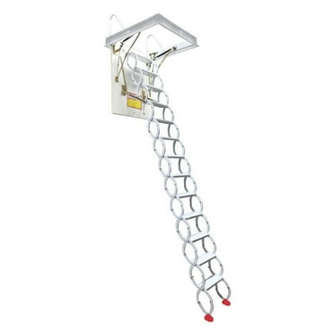 Folding Loft Ladder Stairs Attic Pull Down Ceiling Ladder Stairs White 27.56" x 39.37" 660lb Capacity
