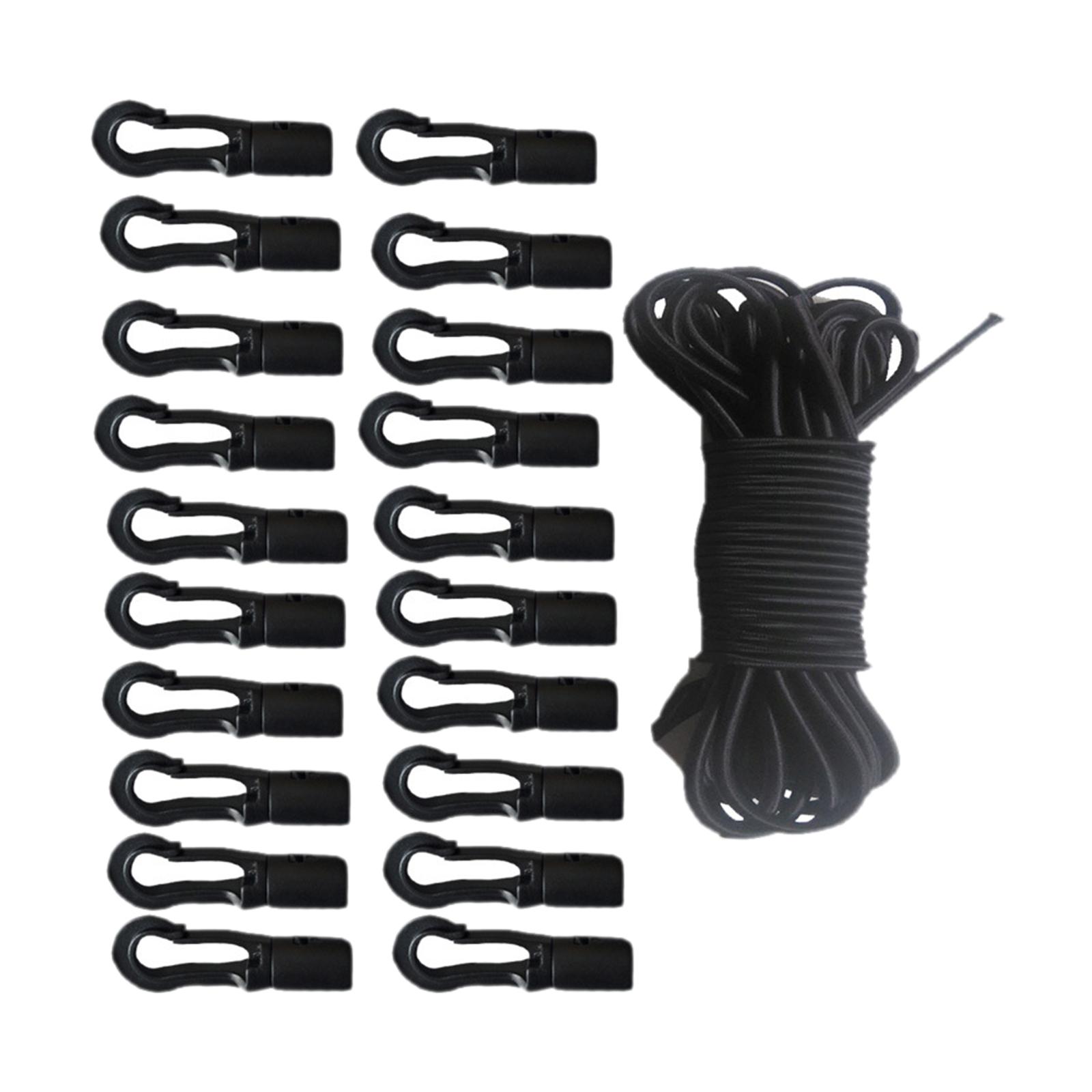 Baoblaze 2xElastic Bungee Rope with Clips Elastic Nylon Cords Marine Kayak Clips