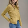 thumbnail image 4 of FamilyThread Children's Button-up Cardigan with V-Neck Cotton Knit Solid Sweater Casual Outerwear For 6-15Y, 4 of 5