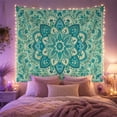 thumbnail image 2 of Mandala Floral Vine on Pale Mint Background, Calming Boho for Nature Decor Lovers, Folk Art Wall Decor, Housewarming Gift Tapestry Wall Hanging for Bedroom and Living Room, 2 of 7