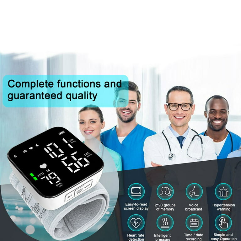 Wrist Blood Pressure Monitor Automatic Digital Blood Pressure Monitors for  Home Use Wrist BP Monitor 2 * 120 Reading Memory Backlight Display Portable