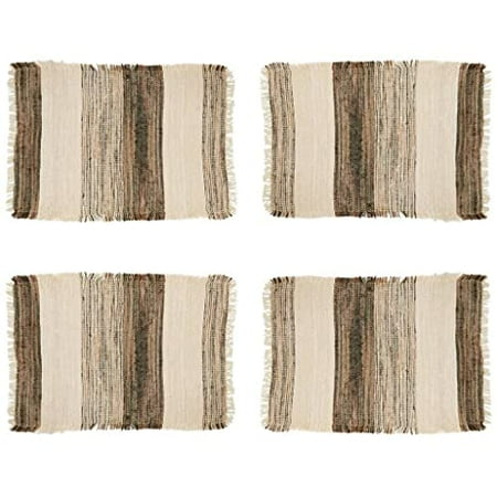 

Fennco Styles Classic Striped Fringe Cotton Placemats 14 W X 20 L Set of 4 – Grey Woven Table Cover for Home Décor Dining Table Banquets Everyday Use and Special Events