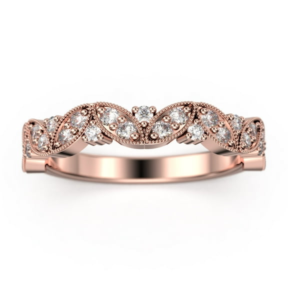 Radhe2 Diamond Moissanite Wedding Ring 18K Rose Gold Over Silver