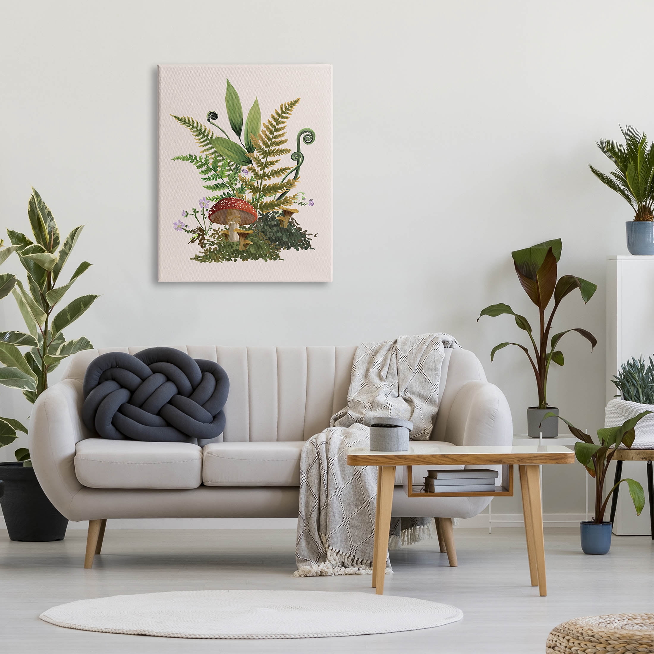 Cottage Mushroom Woodland Plants Botanical & Floral Graphic Art Gallery Wrapped Canvas Print Wall Art