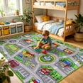 thumbnail image 3 of ORGOWEL Kids Carpet Playmat Area Rug Car Mat Play Rug for Playroom Educational Car Mat Machine Washable Non-Slip Kids Rug for Bedroom, Living Room,78.7"x118",Green, 3 of 11