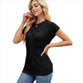 thumbnail image 2 of Tops de Verano con Mangas para Mujer, Suéter Informal de Punto de Corta, Camisas Holgadas Negro M, 2 of 9