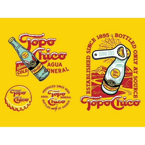 Tin Sign Vintage Chic Art Decoration Poster Topo Chico's Mexico Bottled Mineral Water for Store Bar Home Cafe Farm Garage or Club 12" X 8"