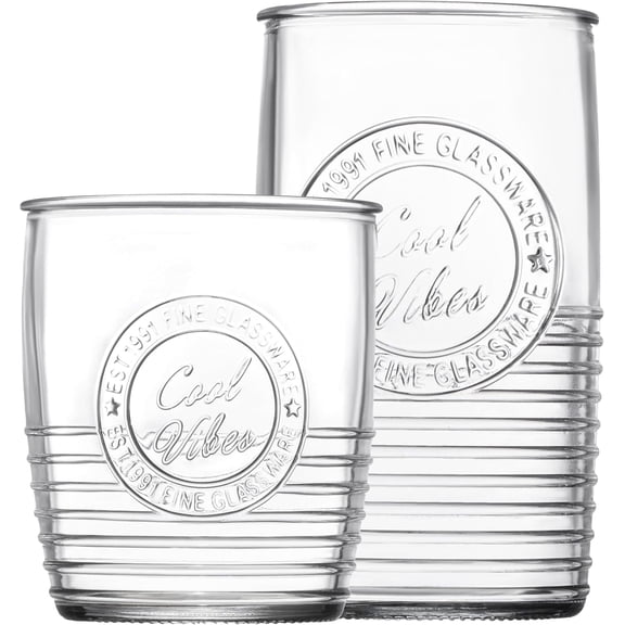 Set of 8 Original Mason Drinking Glasses 4-18oz. Highball Tumbler Glasses, and 4-13oz. Whiskey Glass Cups for Everyday Home Use, Water, Beer, Juice, Cocktail.