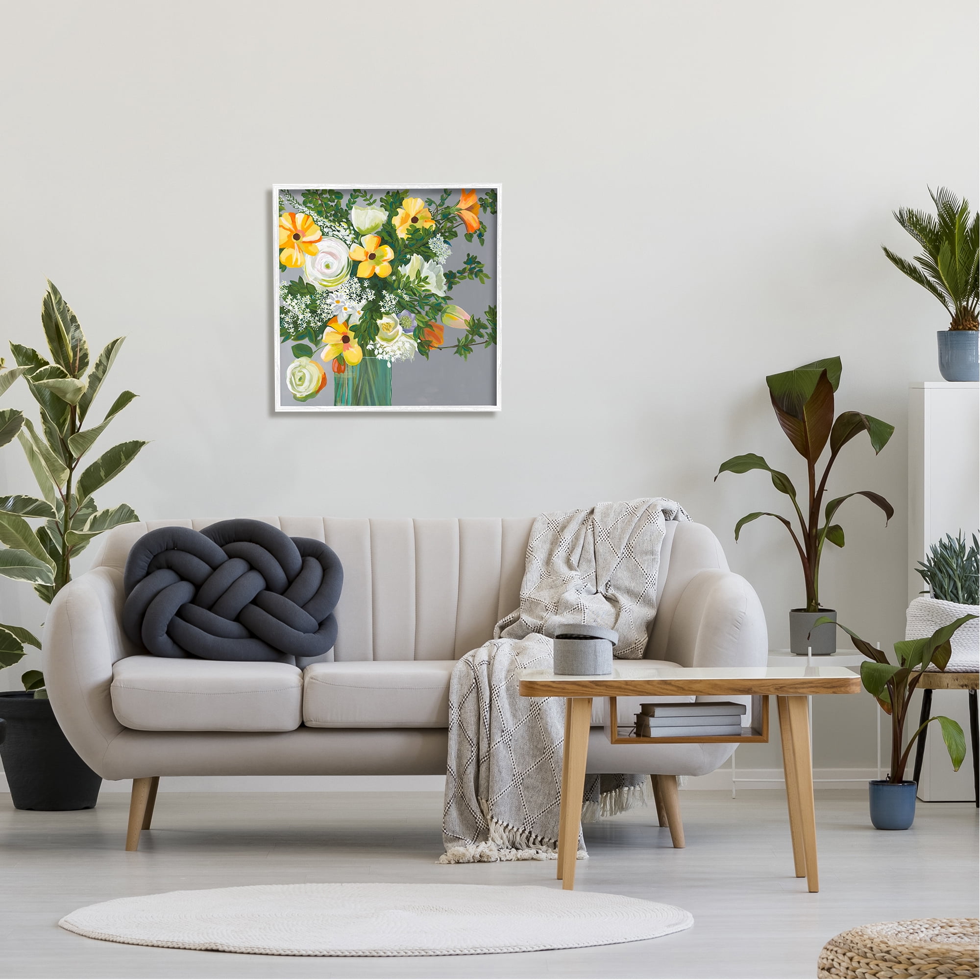 Stupell Industries Yellow & White Flowers Botanical & Floral Painting White Framed Art Print Wall Art, 24 x 24