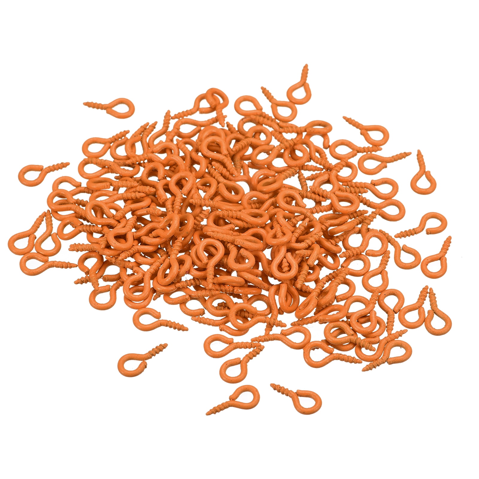 200 Pack Small Screw Eye Hooks Mini Eyelets Screws, 5x10x1.2mm, Orange